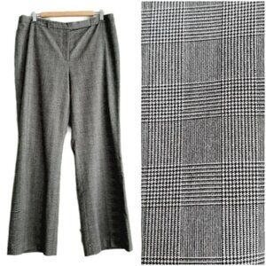 ELLEN TRACY Classic Plaid Glen Check Trousers Dress Pants Gray Sz 12